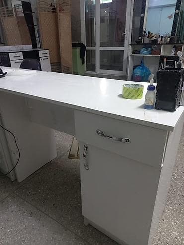 Тигүү цехтери үчүн жабдуулар: Стол для маникюра/работы мастера - Цвет: белый, глянцевая столешница — 1