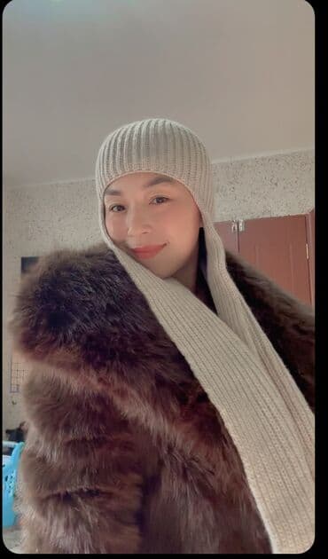 Вязаные зимние комплекты: шапка-бини и длинный шарф - Теплая крупная — 3