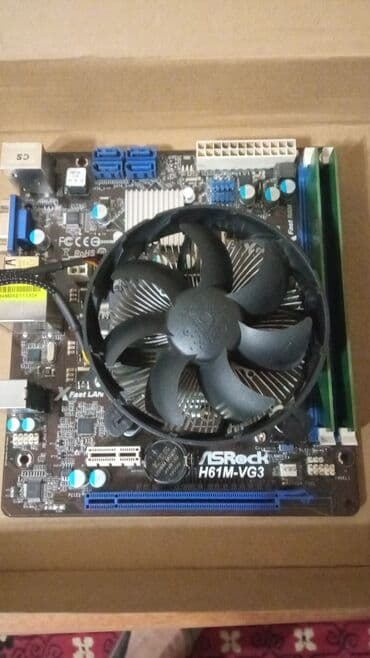 комплект материнская плата: Продаю комплект: материнка Asrock H61-VG3 1155 сокет. ОЗУ 4 Гб (2х2гб) — 1