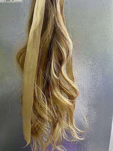 Бижутерия: Натуральный накладной хвост на ленте/ленточке, волнистый — 1