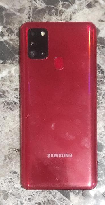 one plas: Samsung Galaxy A21S, Б/у, 32 ГБ, цвет - Красный, 2 SIM — 2