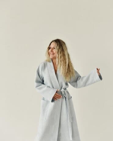 домашние халаты больших размеров: Высококачественная вафельная пике хлопковая ткань, плотностью 233 — 11