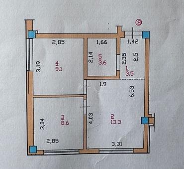 Квартиры: 2 комнаты, 38 м², Кара-Жыгач ж/м Индивидуалка, 2 этаж, Косметический ремонт — 9