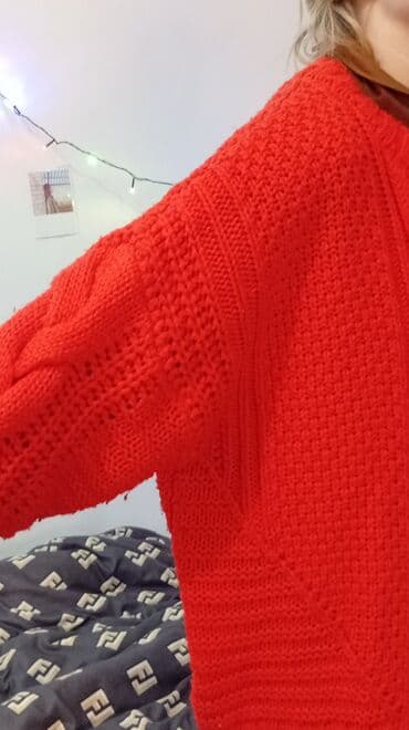 вязанный жилет: Тёплый вязаный свитер насыщенный оранжевый на 10-12 лет особенно — 7