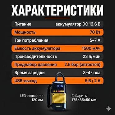 задаю: Портативный насос-компрессор COROLLA - Работает без проводов — 4