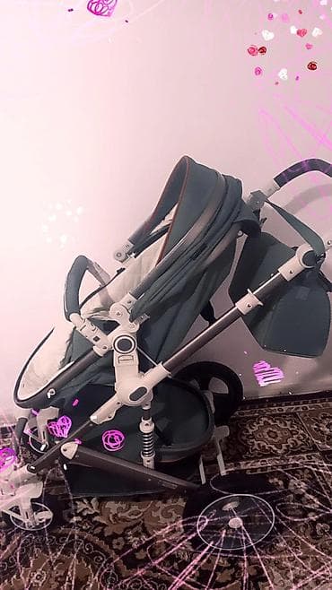 Балдар дүйнөсү: Детская коляска-трансформер 3-в-1, цвет зеленый (хаки). Комплект — 4