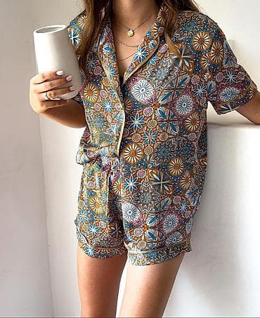 мужская пижама с шортами: Женские пижамные комплекты с шортами - Комплектация: рубашка на — 2