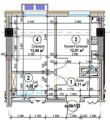 Новостройки от застройщика: Построен, Элитка, 1 комната, 33 м² — 1