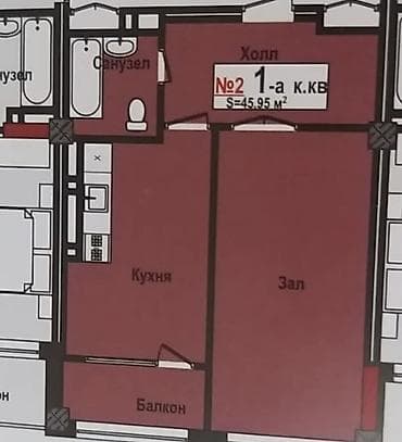 аренда квартир аламидин 1: 1 комната, 46 м², Элитка, 8 этаж, Готовая ПСО (под самоотделку) — 2