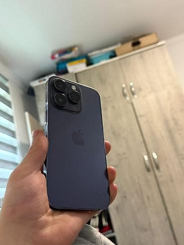 IPhone 14 Pro, Б/у, 256 ГБ, Deep Purple, Защитное стекло, 76 %