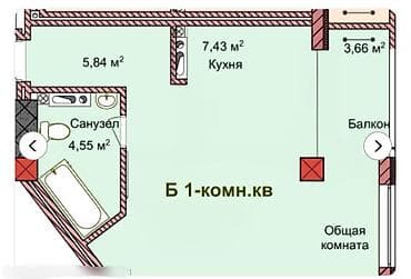 Услуги по строительству и ремонту: Абая-Айни🫟 Продается 1 ком квартира ЖД Достук Площадь 40м Этаж 12 из — 9