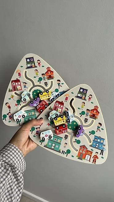 Деревянный лабиринт «Городские машинки» - Развивающая игрушка с