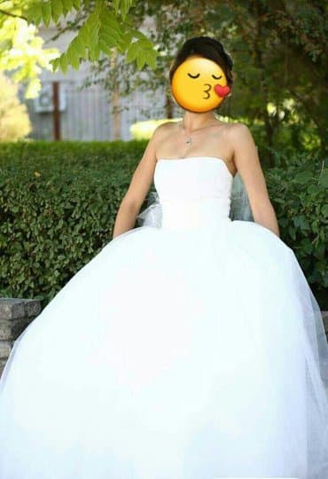 фата на девичник: Свадебное платье, 4XL, С шубкой, Б/у — 2