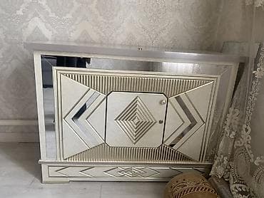 шкаф для документов: Комод для одежды, С зеркалом, ЛДСП, цвет - Бежевый — 1