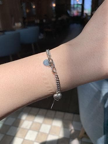 Жеке буюмдар: Серебристый браслет-цепочка с подвесками - Материал: Серебро 925 - — 1