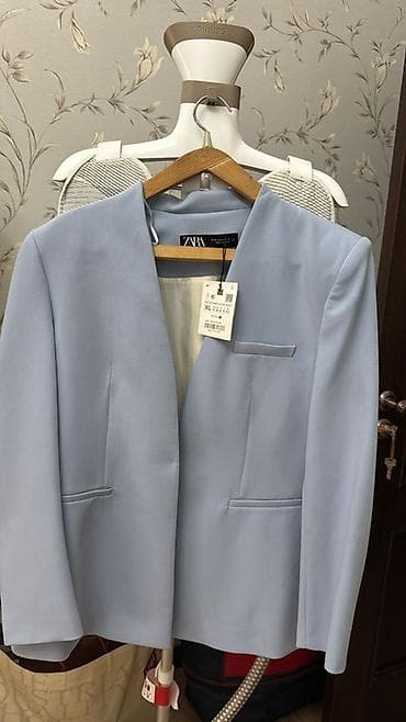 Женские пиджаки 1) ZARA, размер XL - Цвет: нежно-голубой - Прямой