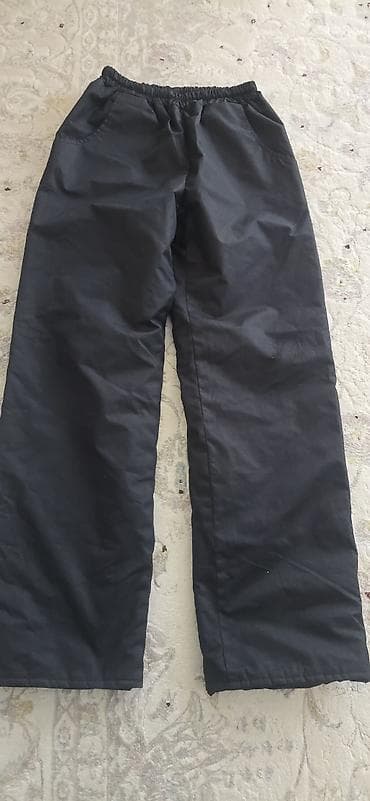 шорты муай тай: Утеплённые чёрные брюки для мальчика. Рост 146-152. - Прямой — 1