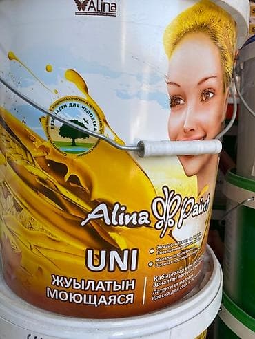 Краска Alina UNI в ведре с ручкой. Предназначена для внутренних и