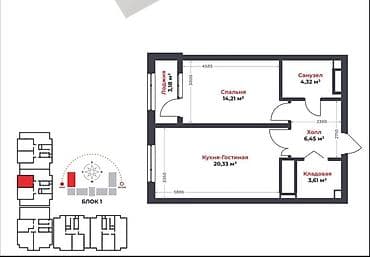 Недвижимость: 2 комнаты, 52 м², Технопарк Элитка, 4 этаж, ПСО (под самоотделку) — 4