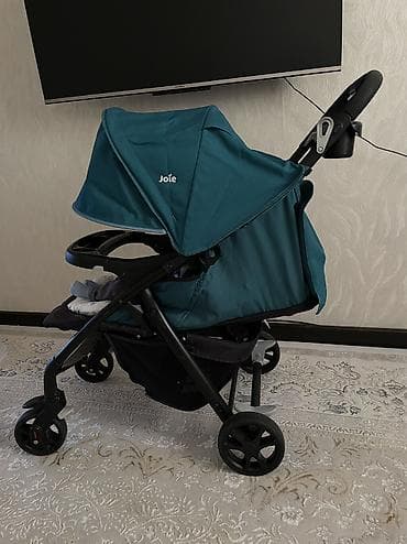 коляска складная легкая: Коляска, цвет - Черный, Б/у — 4