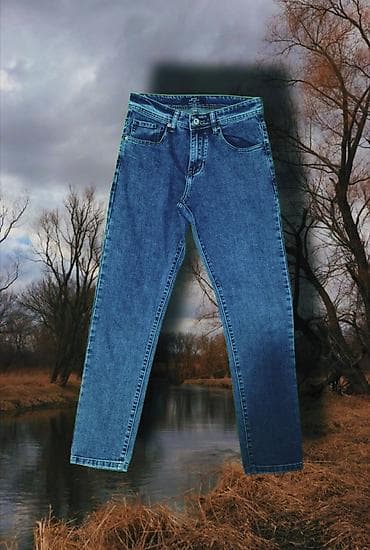 flared jeans: Джинсы классические синего цвета Размер: 29-S.Посадка — 2
