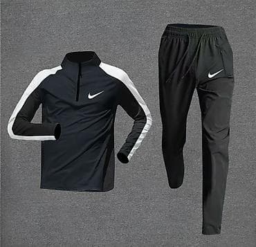найк: Спортивный костюм Nike (топ + брюки) Комплект: - Лонгслив с молнией — 1