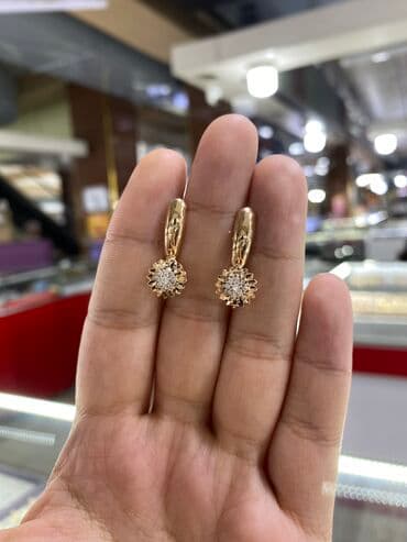 свадебные платья для покрытых: Серьги, Проба 585, Циркон, Женские, Новый — 3