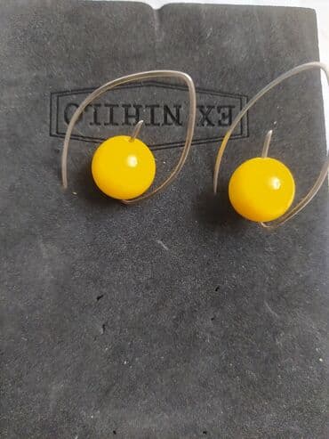 Атайын кийим: Серебряные серьги с натуральным янтарём . королевский — 5