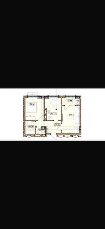 57: 2 комнаты, 57 м², Асанбай мкр Элитка, 7 этаж, ПСО (под самоотделку) — 2