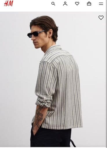 брендовая мужская одежда по низким ценам: Мужская рубашка, L, XL, H&M, Новый, цвет - Серый — 2