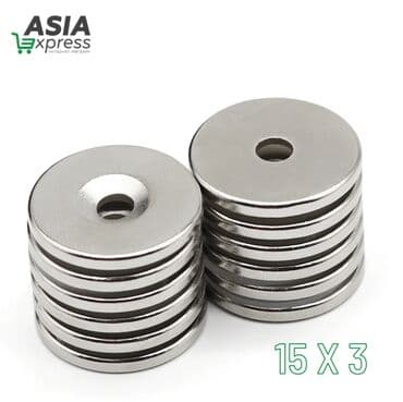 биндеры ниткошвейные с металлическим корпусом: Сильный неодимовый магнит с зенковкой N35, 15 х 3 мм, Круглый — 1