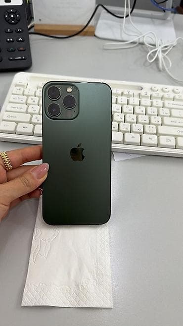 Apple iPhone: IPhone 13 Pro Max, Б/у, 128 ГБ, Зеленый, Защитное стекло, Чехол, Кабель, 87 % — 1