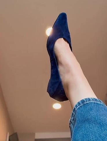 балетки женские: Балетки женские, замшевые, темно‑синие (индиго) - Форма: заострённый — 4