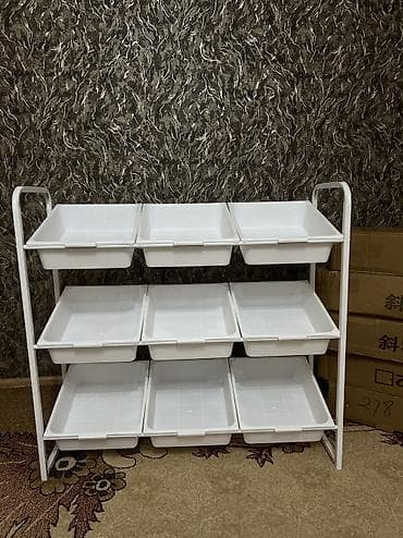 Комплектующие для мебели: Детский стеллаж-органайзер на колесах с пластиковыми контейнерами в — 5