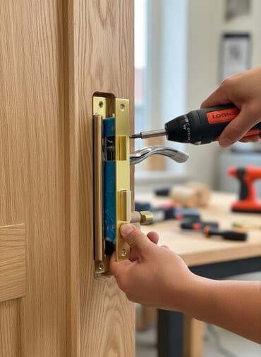 железные шкафы для офиса: Комплект дверной фурнитуры с врезным замком - Врезной механизм с — 1