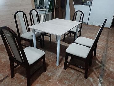 Кухонный стол и стул, цвет - Белый