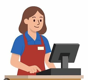 Требуется кассир Девушка Знание кыргызского График 9:00-18:00