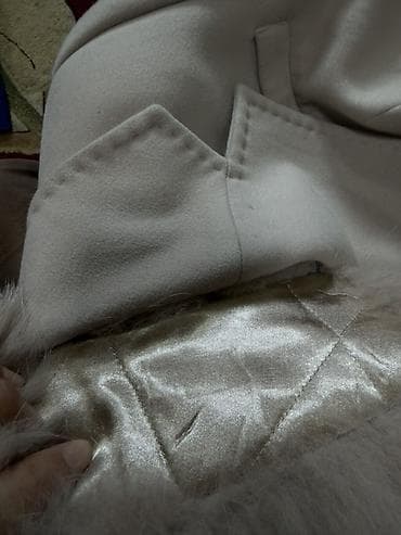 7000сом !!! Женское зимнее пальто молочного/светло‑бежевого цвета с — 6