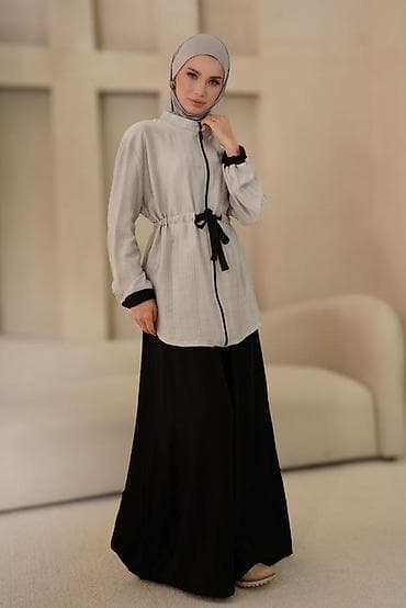 pull and beer: Женский комплект для скромного образа: рубашка на молнии + широкие — 2