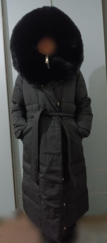 Женское длинное чёрное пальто-халат + утеплённое стёганое пальто/парка