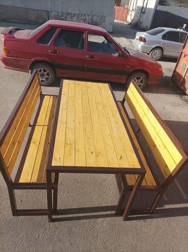 столы со скамейками: Мебель для сада. Скамейка. Садовый стол Уличный туалет. Летний душ — 3