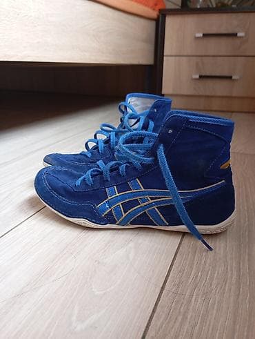 размер 39 обувь: Борцовки Asics, синие с жёлтыми акцентами. - Назначение: спортивная — 3