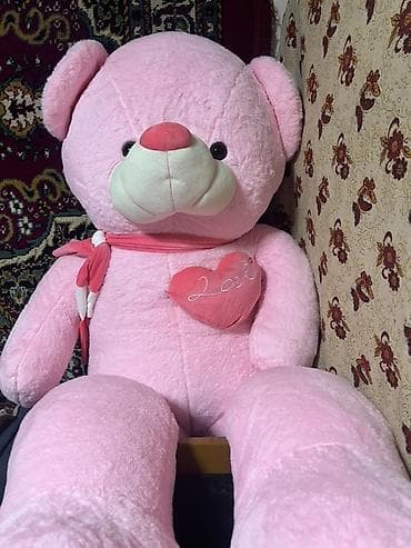 Часы для дома: Большой плюшевый мишка розового цвета. - Размер: очень крупный, почти — 1