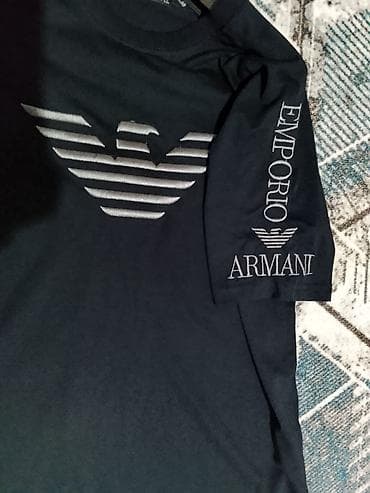 кыргызча кийимдер: Эркектердин футболкасы, 2XL, Emporio Armani, Жаңы, түсү - Кара — 1