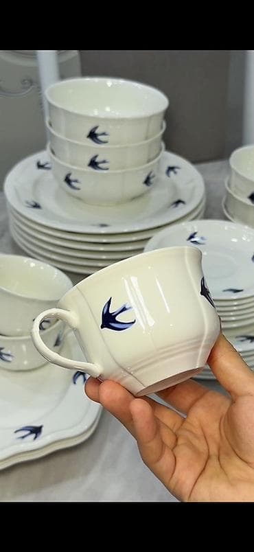 салаты: Столовый сервиз Marvelle «Ласточки», фарфор/керамика, классический — 4