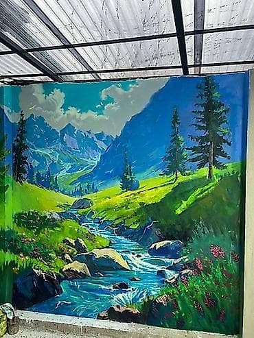 очок тандыр: Авторская роспись в жанре пейзажа - Тематика: горные пейзажи с елями — 2