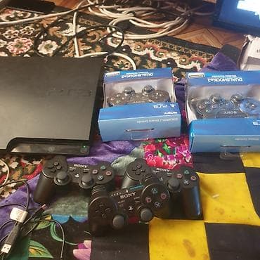 Ps3 слим прошитый память 500гб. 5 джойстков реплика масло. не шумит не