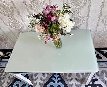 стеклянная кухонная мебель: Кухонный стол, Прямоугольный, Нераскладной — 1