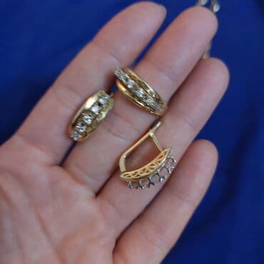 золотые серьги бу: Бриллиантовый комплект дорожка. Желтое 💛 золото. Россия 585 пробы — 1