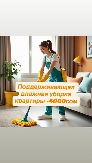 Поддерживающая влажная уборка квартиры.

Стоимость — 4000 сом